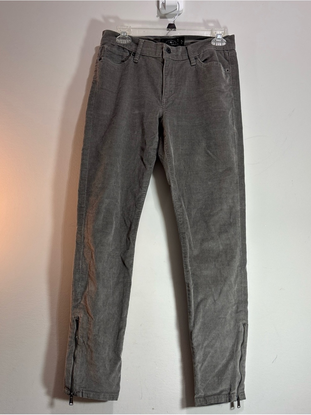 Lucky Brand Women’s Brooke Legging Gray Corduroy Zip-Hem Pants J-88